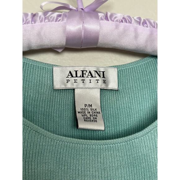 Vintage 100% Silk Alfani Colorblock Blue Black Yellow Knit Tank Top Retro - Picture 5 of 8